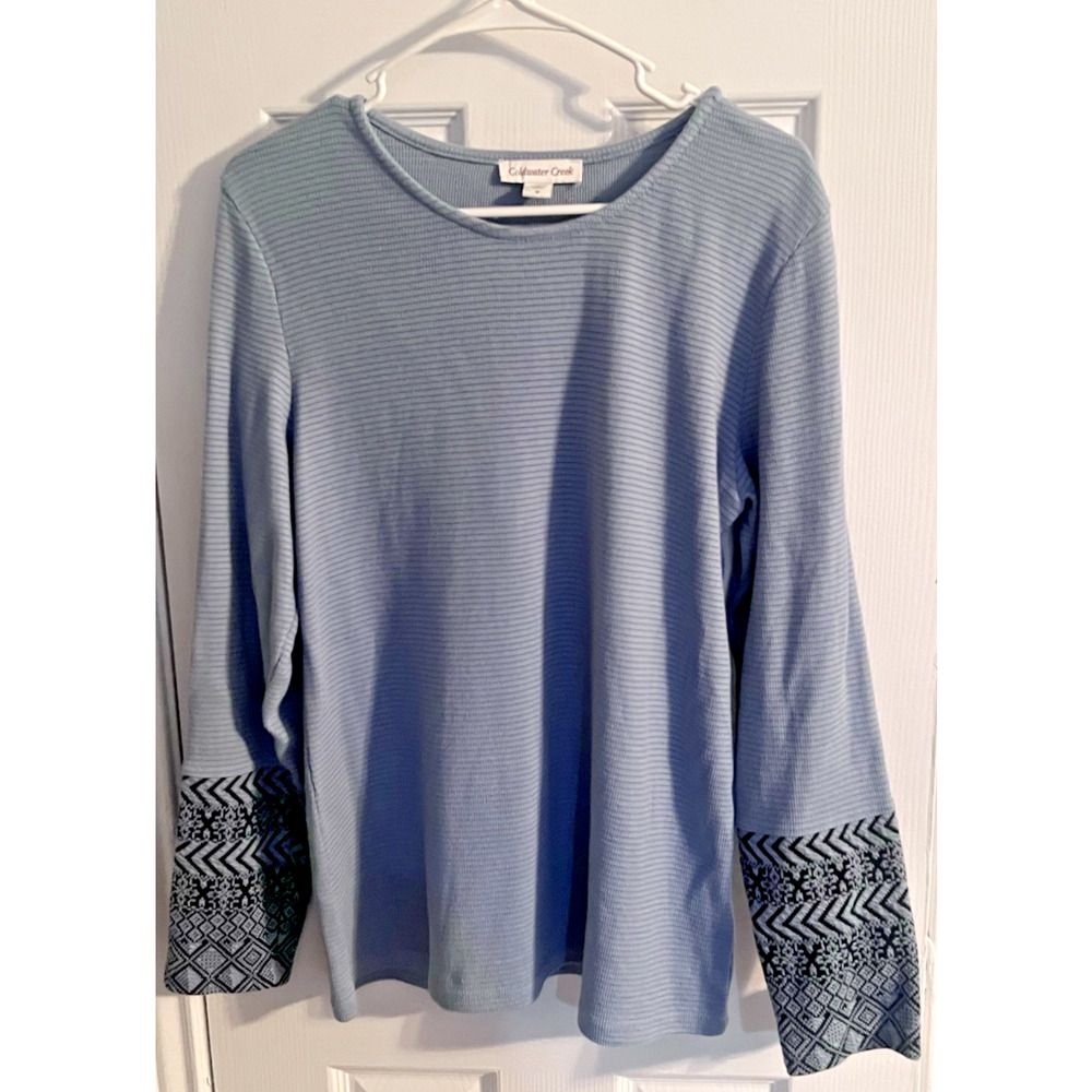 Coldwater Creek Women's Sweater Medium Ribbed Stretch Blouse